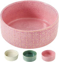 Ceramic Dog Bowls, 6.5inch Dog Food Bowls Water Bowl Dishes for Middle and Small Size Dogs, Pet Plates for Food, Pink