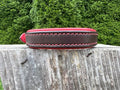 Leaders Leather Dog Collar with Customized Name Plate (Red/Brown Small (9"-12"))