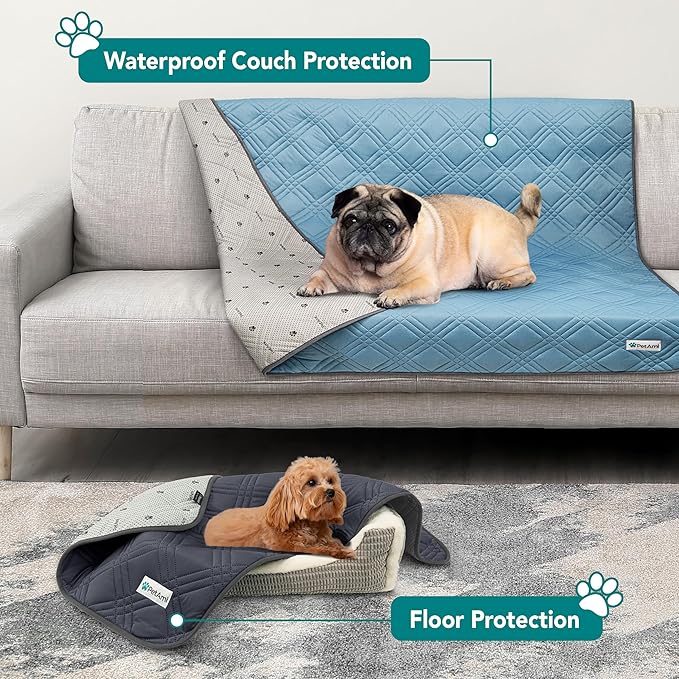 PetAmi Waterproof Cooling Mat for Dog, Premium Pet Cooling Blanket for Bed Crate, Anti Slip Indoor Dog Cool Pad for Sleeping, Q-MAX Large Sofa Couch Cover Mat for Cat, Grey, 40x60