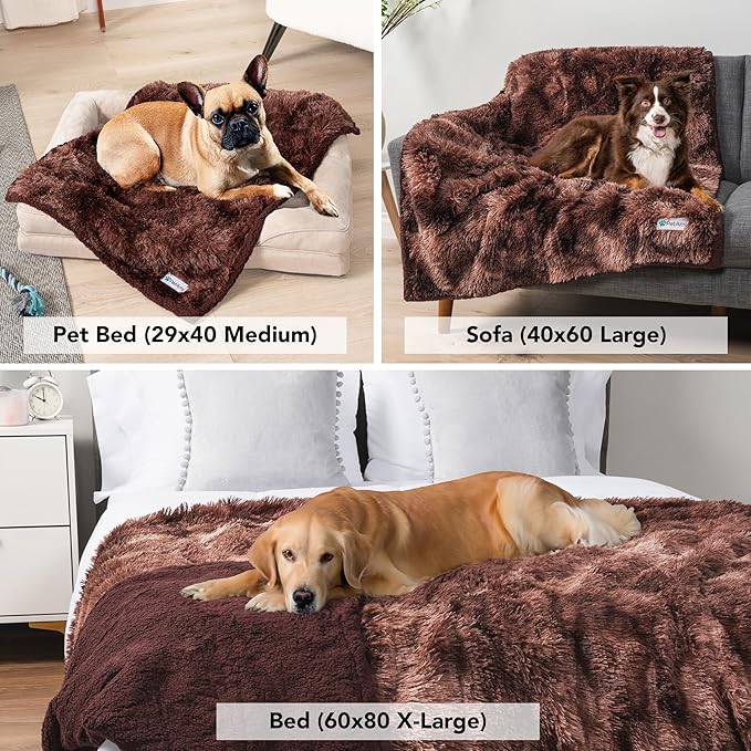PetAmi Waterproof Dog Blanket for Medium Large Dogs, Calming Fleece Cat Blanket, Couch Protector Washable Sherpa Faux Fur Pet Throw for Puppy, Soft Reversible Leakproof 40x60 Tie-Dye Brown