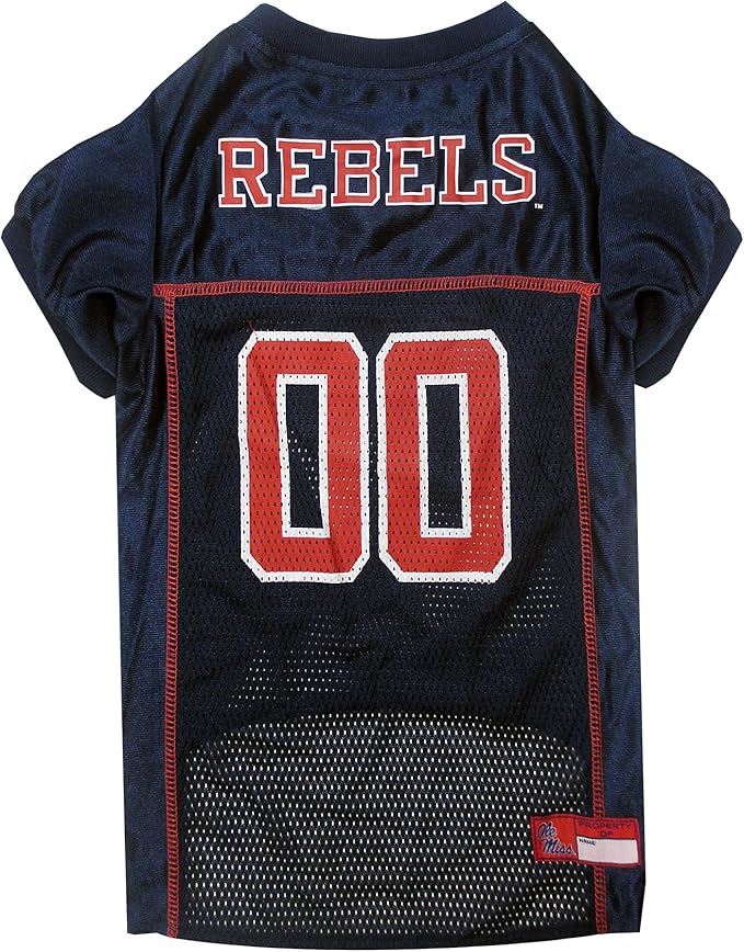 Pets First NCAA College Mississippi Ole Miss Rebels Mesh Jersey for DOGS & CATS, X-Small.Licensed Dog Jersey with your Favorite Football/Basketball College Team