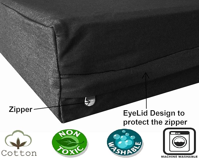 Dogbed4less Extra Large Human Mattress Grade Orthopedic Gel Infused Memory Foam Dog Bed, Strong Waterproof Liner with Durable Washable Canvas Cover, 47X29X4 Inch, Black (Fit 48X30 Crate)