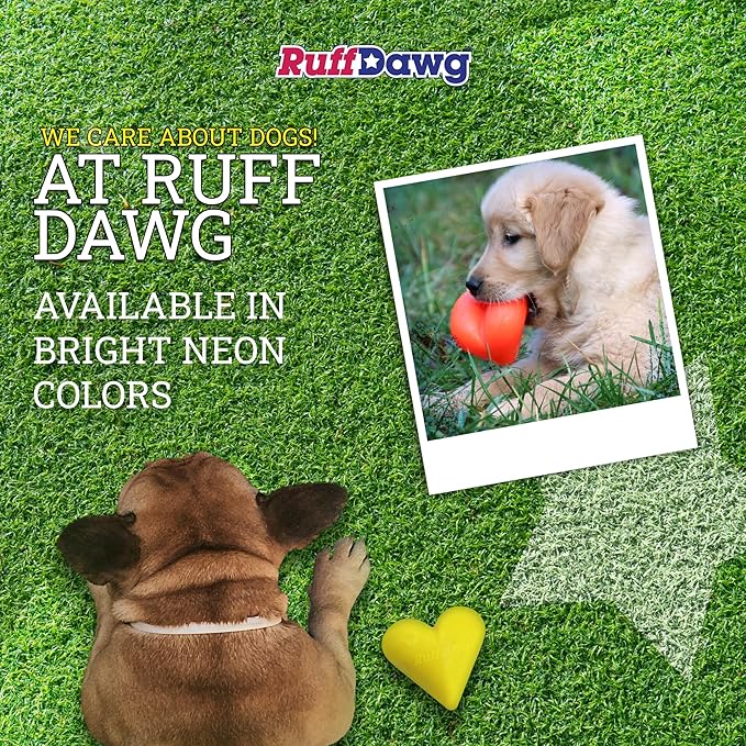 Ruff Dawg Dawg-Hart – Heart Shaped Rubber Toy – Floating & Bouncing Fetch Toy for Aggressive Chewers – Interactive & Fun – Neon Colors for Outdoor Play