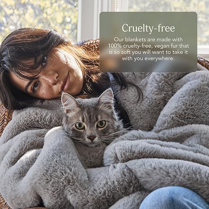 UnHide Marshmallow - Faux Fur Blanket - Heavy Weight, Extra Soft Blanket - Made from Recycled Materials - Machine Washable - Medium (60" x 80") - Mocha Shar Pei