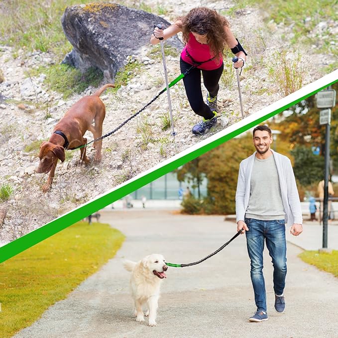 SparklyPets - Hands Free Dog Leash with Reflective Stitches - Waist Leash for Dog Walking, Hiking, Training, Jogging, Canicross, Running - for Medium & Large Breeds