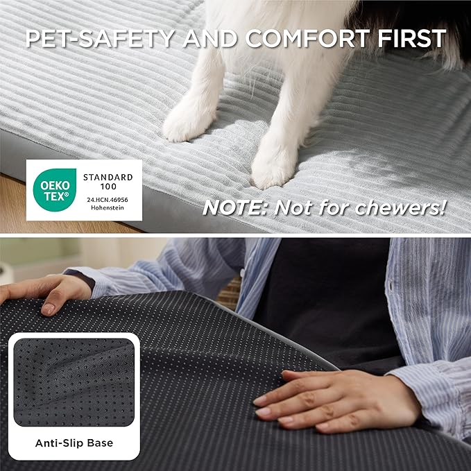 Bedsure ComfyFleece XL Dog Bed for Crate - Extra Large Orthopedic Pet Beds with Removable Washable Cover, NOT Waterproof Egg Crate Foam Mat for Pets Up to 80 lbs, 41"x27"x3.3", Not for Chewers