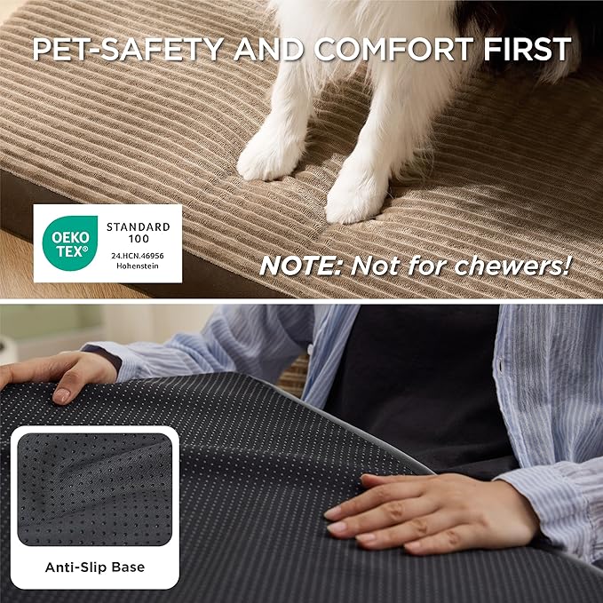 Bedsure ComfyFleece XXL Dog Bed for Crate - Extra Large Orthopedic Pet Beds with Removable Washable Cover, NOT Waterproof Egg Crate Foam Mat, Suitable for Pet Up to 100 lbs, 47x29x4, Not for Chewers