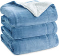 Bedsure GentleSoft Sherpa Fleece Blankets King Size for Bed, Non-Heated, Thick and Warm Throw for Women and Men, Soft Fuzzy Plush King Blanket for Winter, Washed Blue, 108x90 Inches