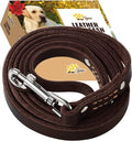 ADITYNA - Premium Leather Dog Leash - 6 ft, Heavy-Duty, Soft & Strong for Small/Medium Dogs - Perfect for Walking, Training, Hiking, and Running (Medium: 6 ft x 5/8", Brown)