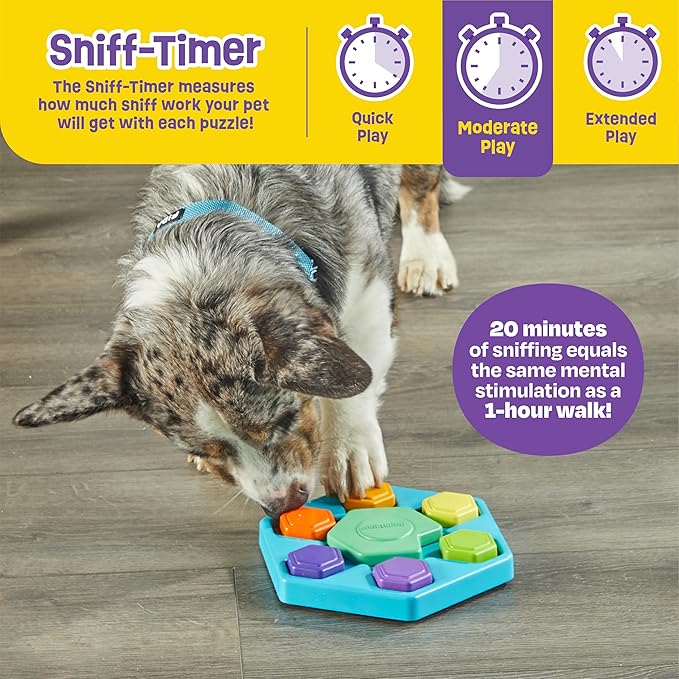Brightkins Spin & Seek Hexagon Treat Puzzle - Interactive Dog Toys, Puzzle Feeder for Small and Large Dogs, Enrichment Toy Puzzles to Keep Pets Busy, Treat Dispensing Puppy Toys, Cognitive Dog Toy