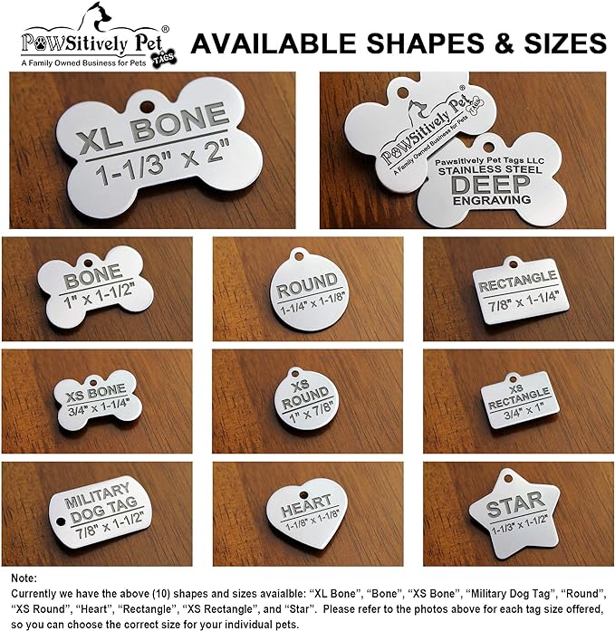 Stainless Steel Custom DEEP Engraved Pet ID Tags Personalized Front/Back Dog Tags for Dogs and Cats - Round 1-1/4"x1-1/8 (2-Side Engraving)