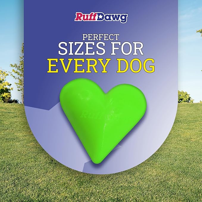 Ruff Dawg Dawg-Hart XL – Heart Shaped Rubber Toy – Floating & Bouncing Fetch Toy for Aggressive Chewers – Interactive & Fun – Neon Colors for Outdoor Play