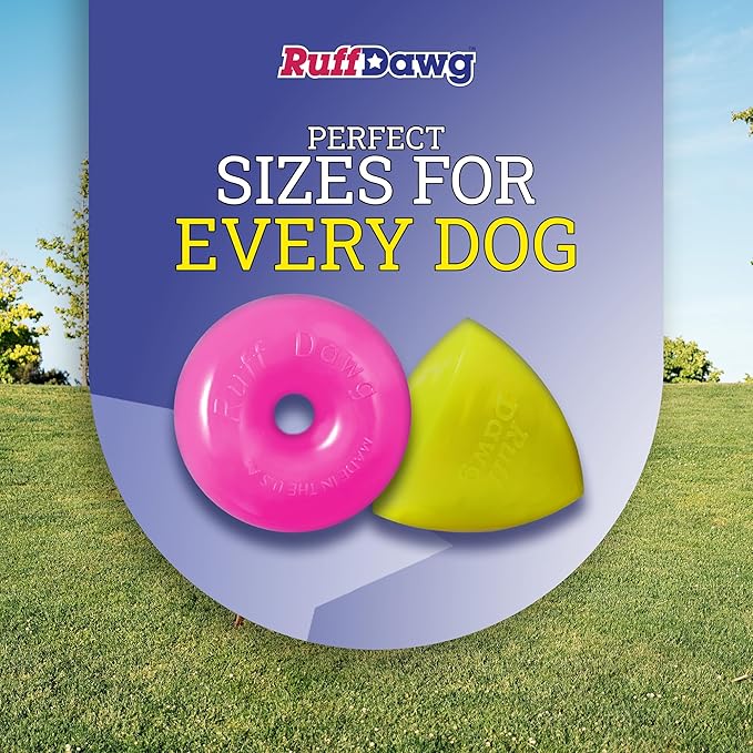Ruff Dawg Dawg-Nut & Dawg-X Bundle - Durable Rubber Dog Toys for Chewers - Made in The USA - Floats in Water - Assorted Neon Colors for Visibility