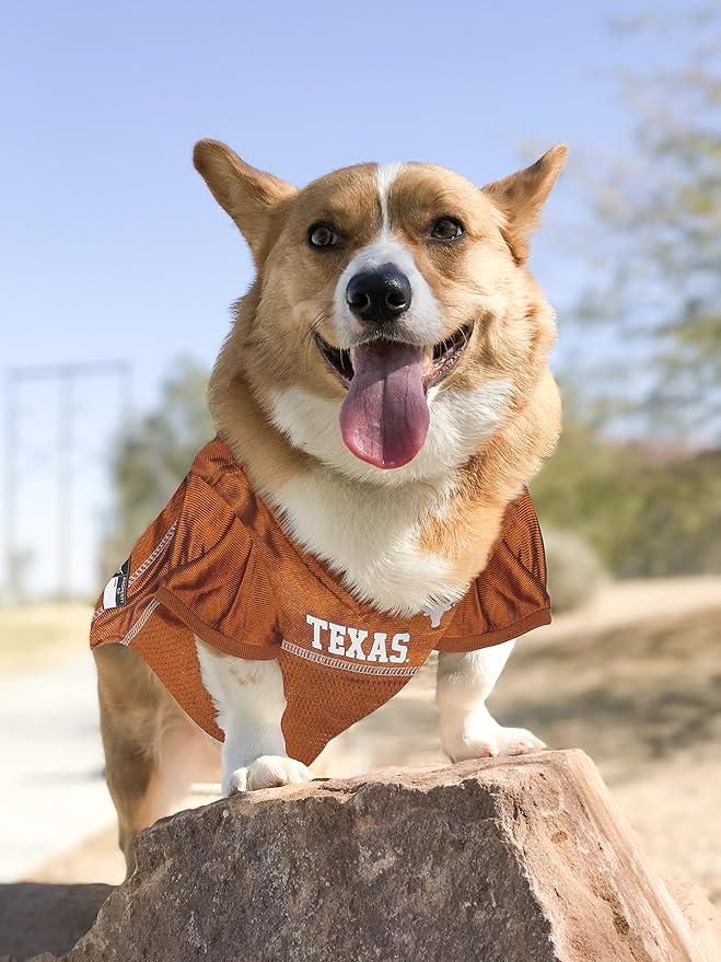 Pets First NCAA College Texas Longhorns Mesh Jersey for DOGS & CATS, Large. Licensed Dog Jersey with your Favorite Football/Basketball College Team