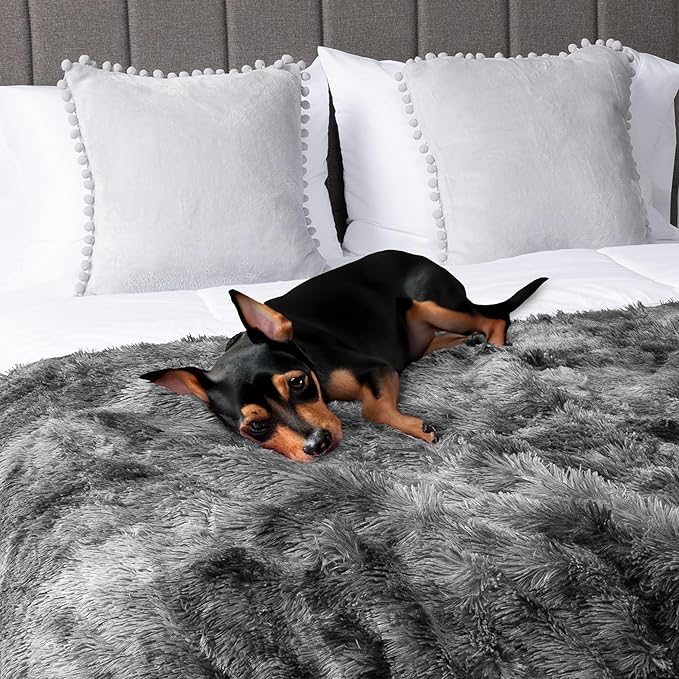 PetAmi Waterproof Dog Blanket for Medium Large Dogs, Calming Fleece Cat Blanket, Couch Protector Washable Sherpa Faux Fur Pet Throw for Puppy, Soft Reversible Leakproof 40x60 Tie-Dye Gray