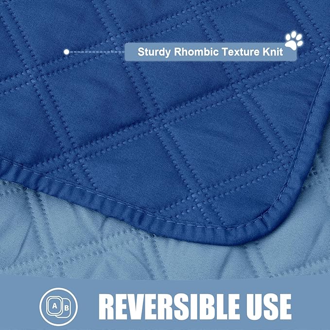 Smiry Waterproof Dog Bed Cover Pet Blanket, Soft Washable Dog Blanket for Furniture Bed Couch Sofa Reversible, Checkered (68"x82", Navy/Blue)