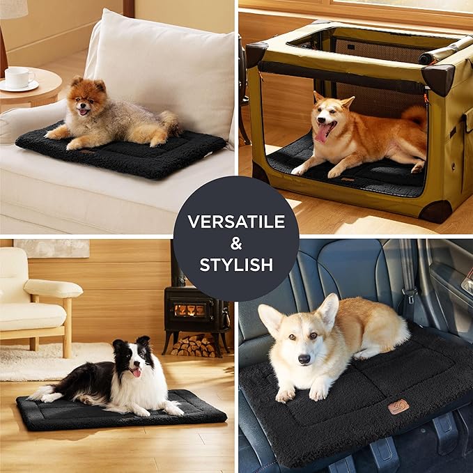 Bedsure Washable Dog Crate Bed for Large Dogs, Soft Foam Floor Pet Mat, Versatile Lightweight Pet Crate Pad for Cages