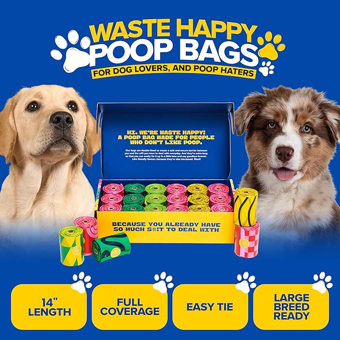 Dog Poop Bags Rolls 270 Count (18 Rolls) - 14" Long, Ultra-Thick, up to 300% Stronger Unscented Poop Dags for Dogs - Leak Proof Pet Waste Bags with 30% Plant-Derived Materials