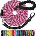 Long Dog Leash 10 FT: Heavy Duty Rope Leashes for Dogs Training with Swivel Lockable Hook Reflective Threads Bungee and Padded Handle - Dog Lead for Large Small Medium Dogs Outside Walking Hiking Red