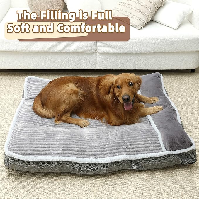 WINDRACING Large Dog Bed with Pillow for Crate Kennel, Sofa Dog Bed, Super Soft pet Bed for Medium, Jumbo, Furniture