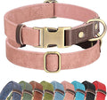 Didog Soft PU Leather Dog Collar for Large Dogs,Classic Adjustable Dog Collars with Quick Release Metal Buckle,Easy Clean and Comfortable with Nylon Lining,Pink,L Neck 16-23"