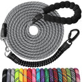Long Dog Leash 20 FT: Heavy Duty Rope Leashes for Dogs Training with Swivel Lockable Hook Reflective Threads Bungee and Padded Handle - Dog Lead for Large Small Medium Dogs Outside Walking Hiking Grey