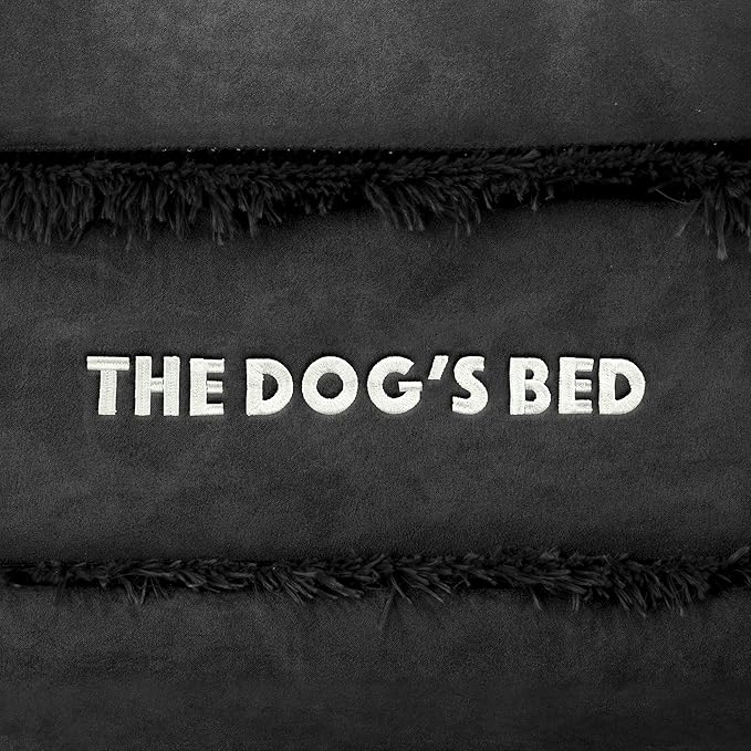 The Dog’s Bed Orthopedic Memory Foam Dog Bed with Bolsters, Fur Fabric, Black Fur, Medium