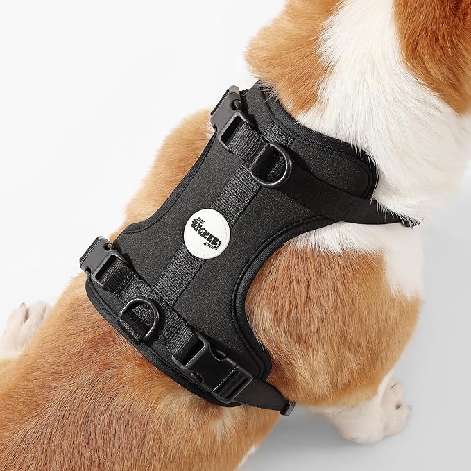 HNS1002I Arlo Medium Adjustable Soft Padded No Pull Pet Harness with 3 Buckles and 3 Leash Clips, Bitters