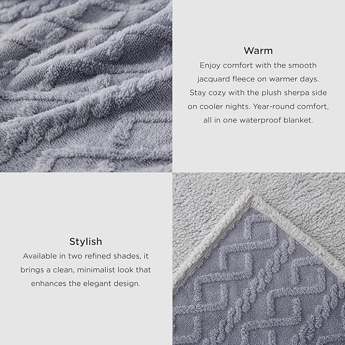 Bedsure Waterproof Dog Blanket for Large Dogs - Pet Blanket for Bed Couch Protector Washable, Jacquard Coral Fleece Cat Throw Blanket, Soft Plush Reversible Furniture Protection, 60x80, Pale Oak