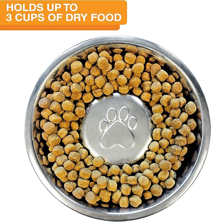 Neater Feeder - Express Model w/Slow Feed Bowl - Mess-Proof Dog Bowls (M/L, Pink) Made in USA – Elevated, No Spill, Non-Tip, Non-Slip, Raised Stainless Steel Food/Water Pet Bowls Aid Digestion