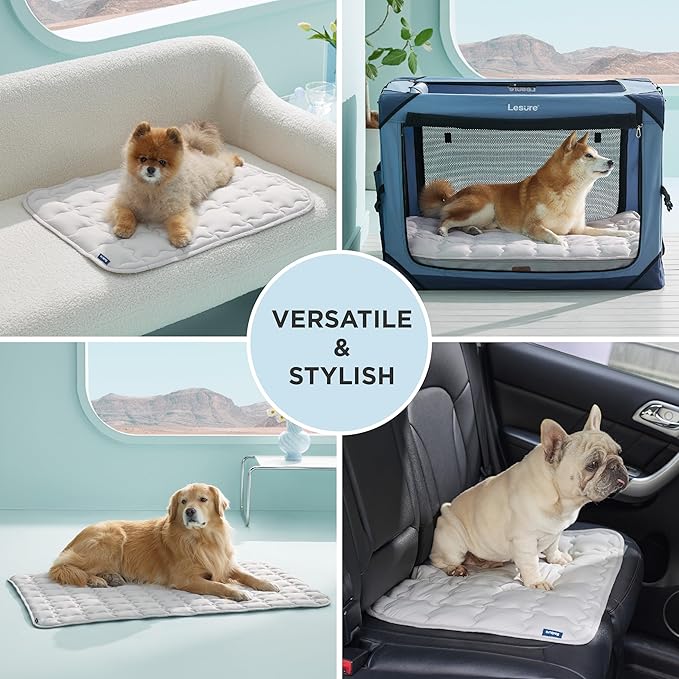 Bedsure Cooling Mat for Small Dogs – 24x18 Thin Washable Cooling Pet Pad for Cat, QMAX>0.5, Portable Kennel Puppy Bed for Summer, Non-Slip Summer Crate Pad for Dog Up to 15 lbs