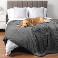 PetAmi Waterproof Dog Blanket for Large Dog, Queen Size Calming Pet Blanket Couch Cover Protector, Sherpa Faux Fur Cat Throw for Sofa Furniture Bed, Soft Fluffy XL, 90x90 Gray