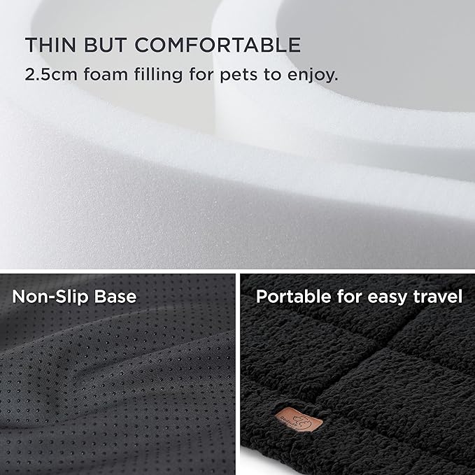 Bedsure Washable Dog Crate Bed for Large Dogs, Soft Foam Floor Pet Mat, Versatile Lightweight Pet Crate Pad for Cages