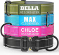 Personalized Tactical Dog Collar with Soft Padding & Reflective Strips for Large Dogs, Heavy Duty Nylon with Metal Buckle, Custom Name, Durable, Available in Pink, Blue, Black, Green