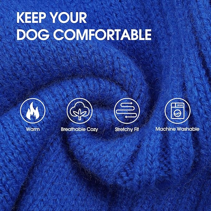 IECOii XL Dog Sweater,Winter Doggy Clothes for Large Dogs Girl Boy,Warm Pullover Soft Dog Sweater Turtleneck,Lightweight & Good Stretch for Active Dogs Like Beagle,Border Collie (Royal Blue,XLarge)