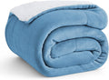 Bedsure GentleSoft Sherpa Fleece Twin Size Blanket for Couch, Non-Heated, Thick and Warm Throw for Women and Men, Soft Fuzzy Plush Twin Blanket for Winter, Washed Blue, 60x80 Inches