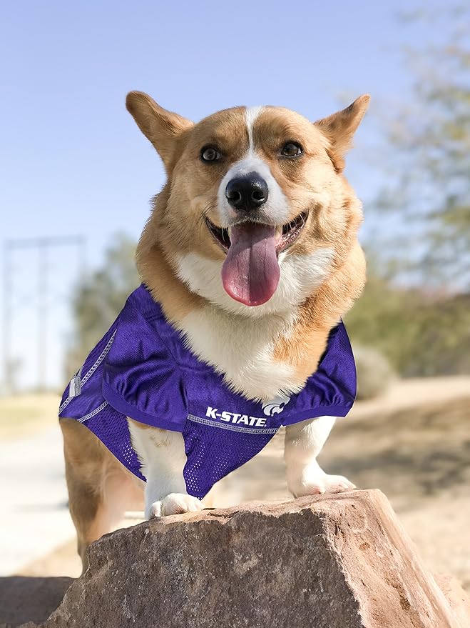Pets First NCAA College Kansas State Wildcats Mesh Jersey for DOGS & CATS, Large. Licensed Dog Jersey with your Favorite Football/Basketball College Team