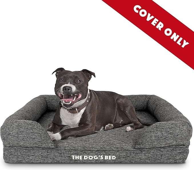 The Dog’s Bed Replacement Outer Cover, Largeinen Fabric, Grey Linen, Medium