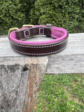 Leaders Leather Dog Collar with Customized Name Plate (Pink/Brown Small (9"-12"))