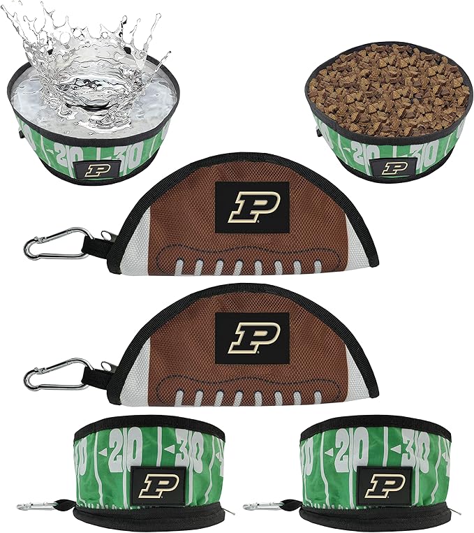 Pets First NCAA Purdue Boilermakers Collapsible Dog Travel Bowl Set, 2 Pack Food & Water Bowls for Dogs, Best Portable & Lightweight Leak-Proof Dog Bowls for Travel