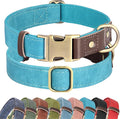 Didog Soft PU Leather Dog Collar for Large Dogs,Classic Adjustable Wide Dog Collars with Quick Release Metal Buckle,Easy Clean and Comfortable with Nylon Lining,Light Blue,XL Neck 20-27", Width 1.2"