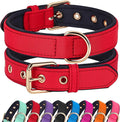Didog Soft Padded Dog Collar for Large Dogs, Lightweight and Breathable Dog Collar with Metal Buckle, Red, XL