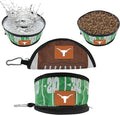 Pets First NCAA Texas Longhorns Collapsible Dog Travel Bowl, Food and Water Bowl for Dogs & Cats. Lightweight Leak-Proof Pet Bowl for Travel with Football Field & Pebble-Grain Design