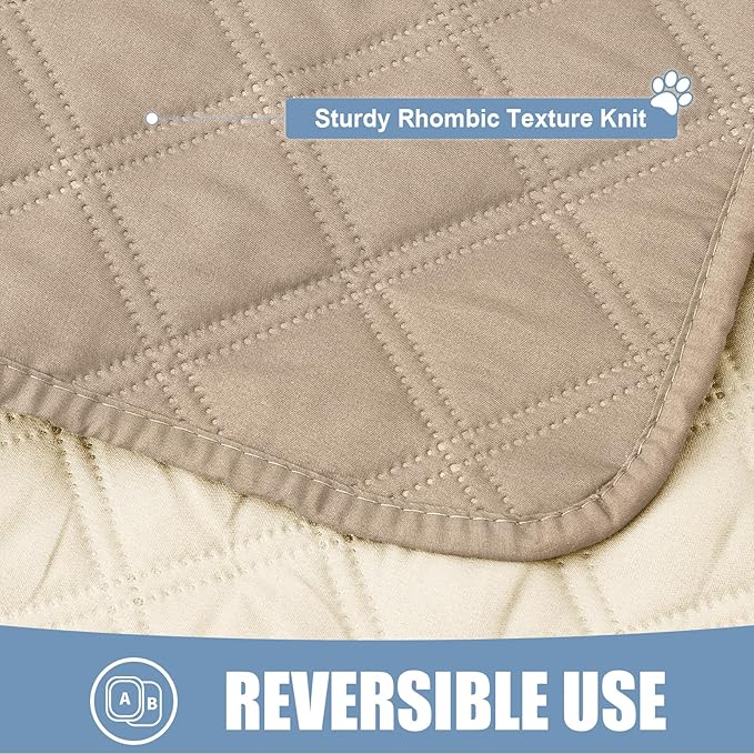 Smiry Waterproof Dog Bed Cover Pet Blanket, Soft Washable Dog Blanket for Furniture Bed Couch Sofa Reversible, Checkered (30"x70", Taupe/Beige)