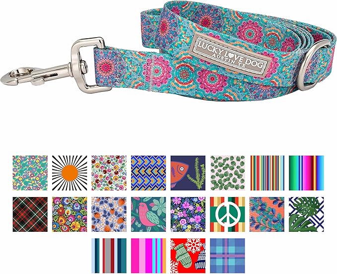 Lucky Love Dog Leash – Soft, Durable, and Comfortable Leash with Vibrant Patterns – Stylish and Long Lasting for Small Male and Female Dogs – Clara, Small