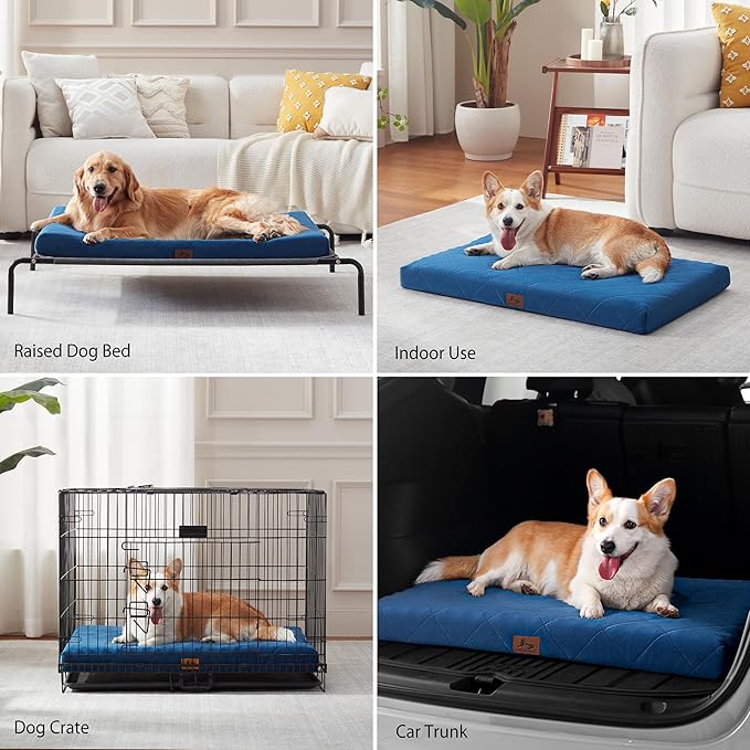 Orthopedic XL Dog Bed Mat for Extra Large Dogs, Waterproof Dog Crate Bed with Removable Cover, Washable Pet Bed for Crate, 41"x28"