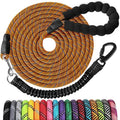 Long Dog Leash 10 FT: Heavy Duty Rope Leashes for Dogs Training with Swivel Lockable Hook Reflective Threads Bungee and Padded Handle - Dog Lead for Large Small Medium Dogs Outside Walking Hiking