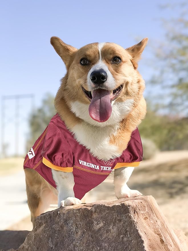 Pets First NCAA College Virginia Tech Hokies Mesh Jersey for DOGS & CATS, Medium. Licensed Dog Jersey with your Favorite Football/Basketball College Team