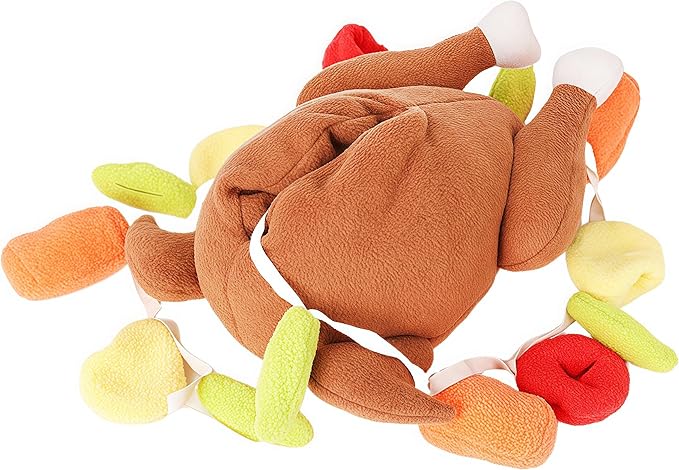 Thanksgiving Turkey Dog Toy, Interactive Hide & Seek Plush Turkey Stuffed Animal, Enrichment Toys for Dogs with Colorful Pull-Out Veggies, Funny Squeaky, Mental Stimulation & Boredom Relief