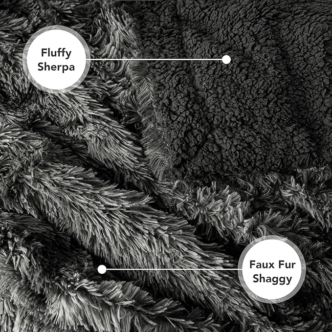 PetAmi Waterproof Dog Blanket for Large Dog, Calming Pet Blanket Bed Couch Cover Protector, Washable Sherpa Faux Fur Throw for Sofa Furniture Protection, Soft Fluffy 60x80 Tie-Dye Black